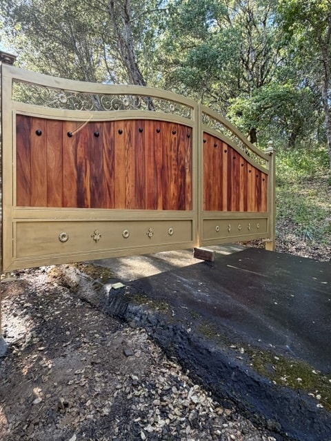 Metal & Wood Arched Driveway Gate